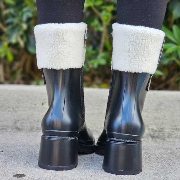 Women's Chunky Block Heel Ankle Boots Black Color - Picture 3 of 5